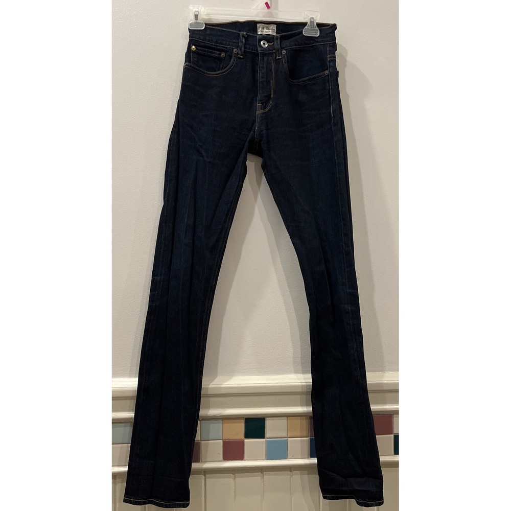 C.O.F STUDIO Jeans Mens W26-28 Regular Fit Stretchy Button Fly Pockets Dark Blue